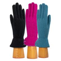 Knitted|Glove|Leather|Trim|Button|
