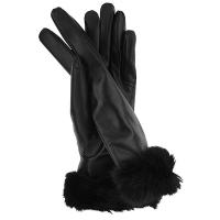Leather|Fur|Trim|Gloves|Black|