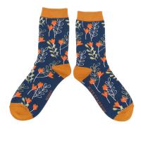 Wild|Floral|Socks|Navy|