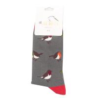 Mr Heron|Multi|Robins|Socks|Grey|Folded|