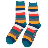 Mr Heron|Rainbow|Stripes|Socks|Teal|