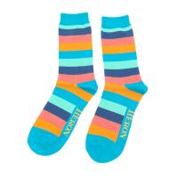 Mr Heron|Rainbow|Stripes|Socks|Turquoise|