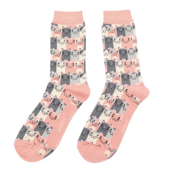 Happy|Cats|Socks|Dusky|Pink|