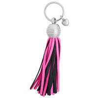Bi-colour|Large|Tassel|Key|Ring|408|Black/Pink|