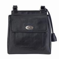 Gianni Conti|914064|ladies shoulder bag|leather shoulder bag|black leather|Italian leather|