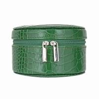cepi|round jewellery case|trval box|travel case|travel jewellery box|ladies gifts|patent leather|croc leather|gifts for her|The Tannery|1066m|green