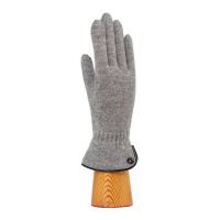Knitted|Glove|Leather|Trim|Button|Grey|