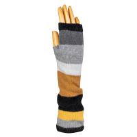 Wool|Cashmere|Long|Striped|Glove|Grey|