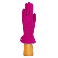 Knitted|Glove|Leather|Trim|Button|Magenta|