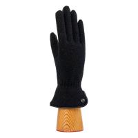 Knitted|Glove|Leather|Trim|Button|Black|