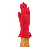 Knitted|Glove|Leather|Trim|Button|Red|