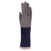 Wool/Angora|Long|Stripe|Gloves|253|Navy|