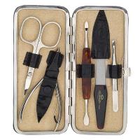 The Tannery|Manicure Set|2274|Leather|Stamped Alligator|BEauty|Grooming|Nail Care|Gift Ideas|Ideas for Her|Ideas for Him|Christmas|Solingen Steel|Black