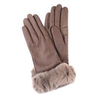 Fur|Trim|Leather|Gloves|Camel|