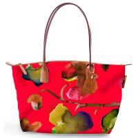 The Tannery|Roberta Pieri|Flower|Small Tote|Flower Tote|Robertina|Leather trims|Canvas|Ladies Small Tote|Shoulder Bag|Ladies Shoulder Bag|Coral|