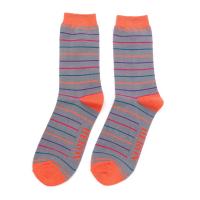 Mr Heron|Thin|Stripes|Socks|Grey|