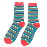 Mr Heron|Vibrant|Stripes|Socks|Teal|