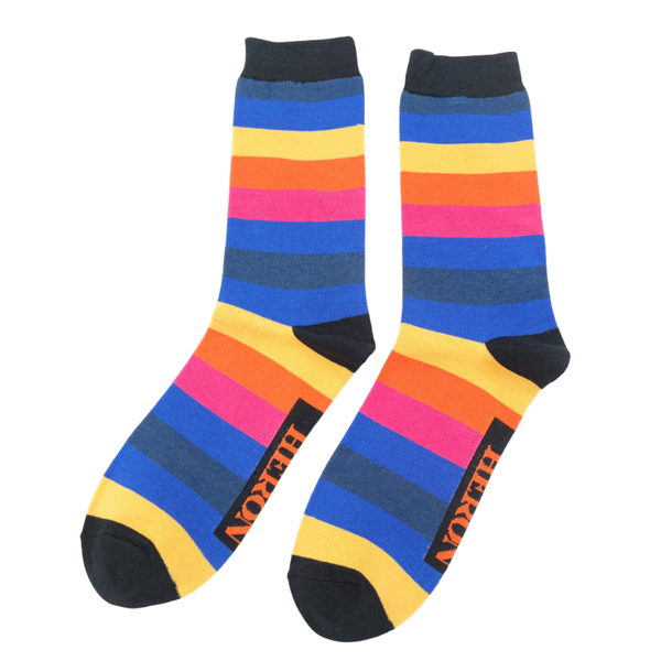 Mr Heron|Rainbow|Stripes|Socks|Blue|