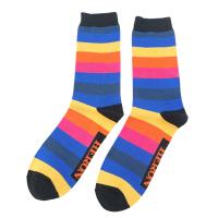 Mr Heron|Rainbow|Stripes|Socks|Blue|