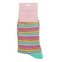 Miss Sparrow|Vibrant|Stripes|Socks|Grey|Pair|