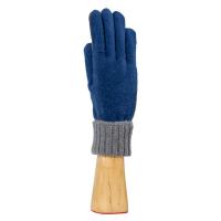 Mens|Wool|Tricolour|Turned|Cuff|Gloves|324i|Blue|