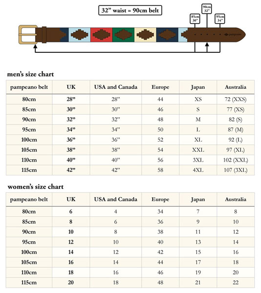 Pampeano|Polo|Belts|Men's Belts|Argentina|Size Guide|
